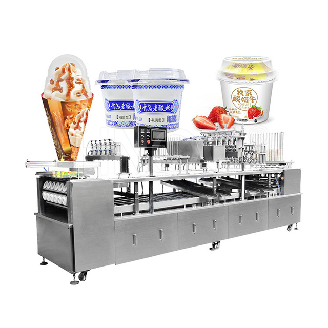 HNOC Automatic 4 Lane 6 Lane Water Compote Appel Jam Make 3 Flavor Ice Cream Tub Fill and Seal Cup Machine