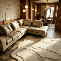 Tapis fait main au design moderne, tapis sur mesure de forme fluide, tapis tufté pour la maison, l'hôtel et la villa