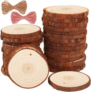 Christmas Ornaments DIY Craft Arts Wooden Circles Tree Slices with Hole