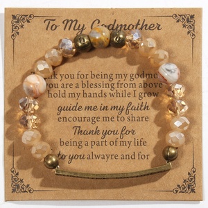 SUNSHINE DAYDREAM Nueva Pulsera Elástica Hecha a Mano con Cuentas de Vidrio de 8mm y Piedras Preciosas Naturales, Pulsera con Tubo Curvo y Letra Grabada - Product Image 3