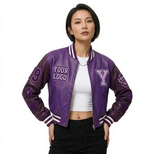 Customized Cropped Varsity <b>Jacket</b> <b>Women</b> <b>Bomber</b> Varsity <b>Jacket</b> With Wool Sleeve For <b>Women</b> Letterman Crop Varsity <b>Jackets</b> - Product Image 3