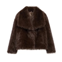Veste courte chaude en fausse fourrure pour femmes, manteau oversize à col imitation fourrure de renard, vêtement d'extérieur décontracté pour l'hiver, pour le marché occidental