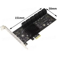 Tarjeta de expansión PCIe SATA, tarjeta controladora PCI Express de 12 puertos SATA 3,0 SSD, adaptador PCIe x1 6Gbps SATA3 para escritorio Windows