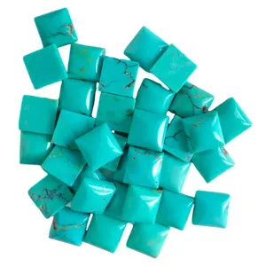 Natuurlijke Turquoise Vierkant Turquoise Cabochon 10M * 10Mm Voor Sieraden Maken Modeontwerp