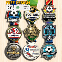Médaille de football 3D personnalisée OEM en alliage de zinc, récompense de fin de course de pickleball, médaille sportive en métal gravée sur mesure