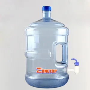 Envío gratis 3L 5 L 7.5L 11.3L 15L 18.9L Botella de galón de agua de plástico personalizada vacía con grifo
