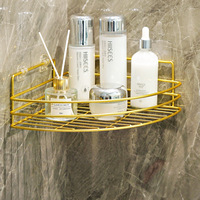 Ventes chaudes, étagère d'angle en fer de luxe léger, à utiliser pour la salle de bain, étagère murale, support de rangement, sans perçage