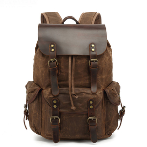Người Đàn Ông Sang Trọng Của Cá Nhân Vải Hàng Ngày Ba Lô Máy Tính Xách Tay Ba Lô Retro Không Thấm Nước Sáp Vải Ba Lô - Product Image 1
