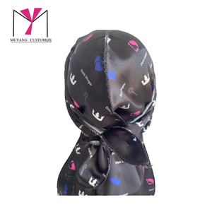 MUYANG CUSTOMIZE Full Logo Satin <b>Durag</b> Printed <b>Black</b> Fashion Headwear For Women Casual Four Seasons - Product Image 4