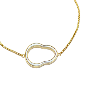 UM Jewelry NGTC Certified 925 <b>Silver</b> Gold Plated Gourd-Shaped Mother-Of-Pearl Charm <b>Bracelet</b> for Unisex/<b>Men</b>/Women Daily Wear - Product Image 2