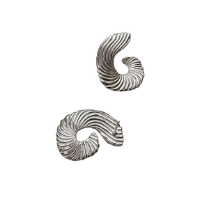 Pendientes simples en forma de abanico de plata esterlina S925 textura de moda con diseño de nicho versión coreana estilo de personalidad - Product Image 6