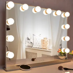 Квадратный туалетный столик, светильник, сенсорный экран, настольный, большой Голливудский стиль, косметическое зеркало с лампочкой