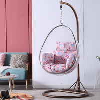 Fauteuil suspendu en rotin pour jardin, en plastique bleu, rose, noir, vert, avec support