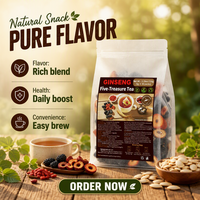Teh Herbal Rasa Ginseng Lima Harta Karun Oem Blend untuk Pria, Meningkatkan Kekuatan & Kesuburan, Proses Mentah, Sachet Kemasan Besar, Teh Pelangsing