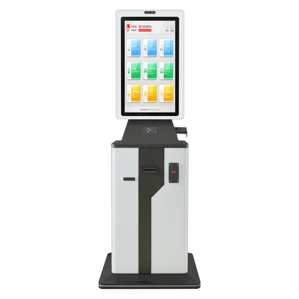 Kiosque de terminal de paiement 24/23 pouces, machine à commander automatique, équipement de supermarché, système de tiquage, pour le service selfie