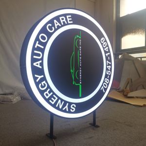 Boîte à lumière ronde de publicité de signe de LED d'acier inoxydable personnalisée par police de longue durée de double face <span class=keywords><strong>creuse</strong></span> - Product Image 3