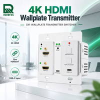   Commutateur-émetteur mural 2.0 3x1 avec USB-C 4K60 40M HDBaseT 18Gbps PoC pour salle de conférence et contrôle AV