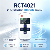 Lumière de salle de bain étanche IP67 en option, télécommande IR RCT4021 OEM ODM, 21 touches, bouton en silicone, pile CR2025