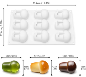 9-Cavity Mushroom <b>Silicone</b> Mold Non-Stick <b>Baking</b> Mold for Cakes, Mousse, Cake Decoration, Chocolate, and Pastries - Product Image 3