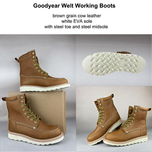 <span class=keywords><strong>Scarpe</strong></span> da <span class=keywords><strong>Uomo</strong></span> Goodyear Welt in Pelle Goffrata, Calzature di Sicurezza in Vera Pelle con Punta e Suola in Acciaio, Stivali Alti da Lavoro per Esterni - Product Image 3