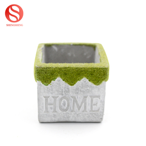 Casa interior escritorio decoración de mini cubo jardinera maceta pequeña de cemento cuadrado suculentas maceta de flores - Product Image 2