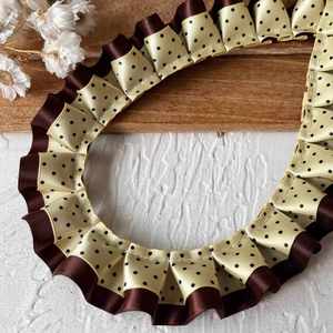 Ruban en satin plissé bicolore à pois de 2,5 cm, couleur personnalisée, mignon, pour la décoration de vêtements pour enfants, 1 mètre/pièce - Product Image 3