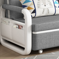 Sofá Cama Plegable Portátil con Estructura de Madera Maciza, Sofá Convertible de Tres Plazas, Sofá Cama para Sala de Estar