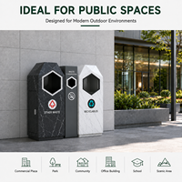 Poubelle de recyclage géométrique moderne à motif marbré en métal, bac à déchets au design personnalisé pour projet de bâtiment commercial