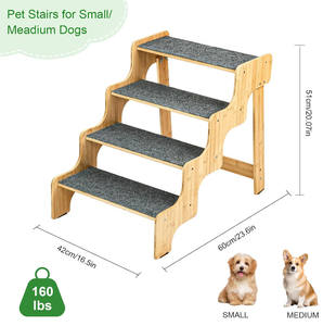 Fábrica al por mayor perro/gato 4 pasos antideslizante equilibrado mascotas escaleras bambú perro pasos para cama alta y sofá - Product Image 6