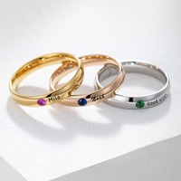 Bagues de couple personnalisées de haute qualité avec lettres DIY, cadeau de bijoux personnalisé, lettres et pierres de naissance des 12 mois, bagues en acier inoxydable pour femmes et filles