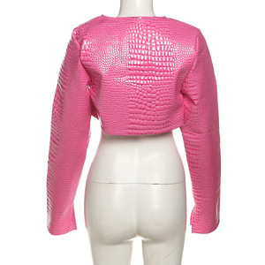 Top Corto Personalizado para Mujer, Estilo Slim Dew Navel, Color Sólido, PU, a la Moda - Product Image 6