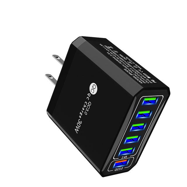 6 USB Ports Power Adapter Mobile Phone Universal 30w Charger UK EU US AU Plug QC 3.0 Charger