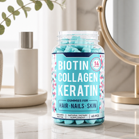 Gummies beauté pour cheveux, ongles et peau avec biotine, collagène, kératine, complément alimentaire, 14 nutriments