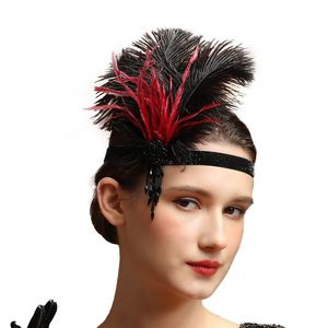 Bandeau à plumes rétro des années 1920, style européen américain, fête <span class=keywords><strong>Gatsby</strong></span>, bal d'Halloween, mariage, accessoires pour femmes - Product Image 1