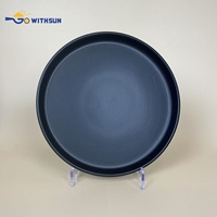Vente en gros d'usine Vajillas, service de table en grès noir 16 pièces, ensembles de vaisselle, 16 pièces, service de table moderne européen noir mat