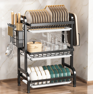 ボウルラックプレート皿ラックキッチンキャビネットバスケット収納金属棚 - Product Image 2