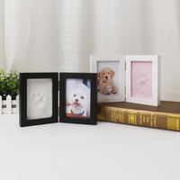 Cadre photo rectangulaire pliable en bois de pin pour empreintes de pattes d'animaux, impression numérique, cadeau commémoratif