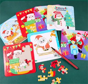 Regalo di natale cartone animato puzzle set doppio scopo anteriore puzzle puzzle di disegno inverso per ragazzi e ragazze