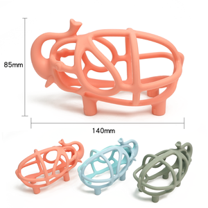 Boule en silicone pour bébé animal en forme d'éléphant, ensemble cadeau pour tout-petits, jouets de qualité alimentaire, peluche, anneau de dentition en silicone unisexe - Product Image 6