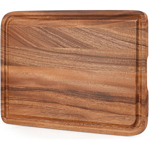 Planche à découper en bois d'acacia pour charcuterie, <span class=keywords><strong>fromage</strong></span>, steak, avec rainure pour les jus, pour la cuisine, le camping et le service - Product Image 1