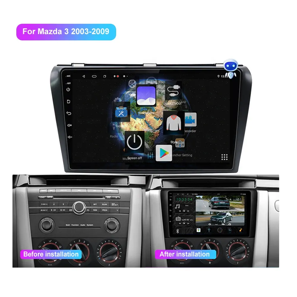 Jmance 9 pouces 8 cœurs pour Mazda 3 2003 - 2009 cadre Android autoradio Navigation Gps Android Auto Carplay 4G 2Din lecteur Dvd