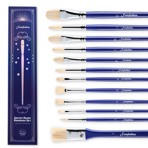 Offre Spéciale 11 pièces bleu manche en bois poils peinture brosse ronde plat artiste pinceau ensemble pour huile acrylique peinture - Product Image 1