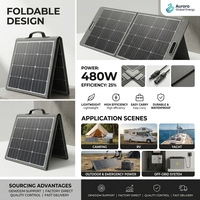 Panneau solaire pliable JiYao 480W, rendement de 25%, haute puissance, noir, 128 cellules, 182mmx91mm, utilisation en camping-car, marine, extérieur