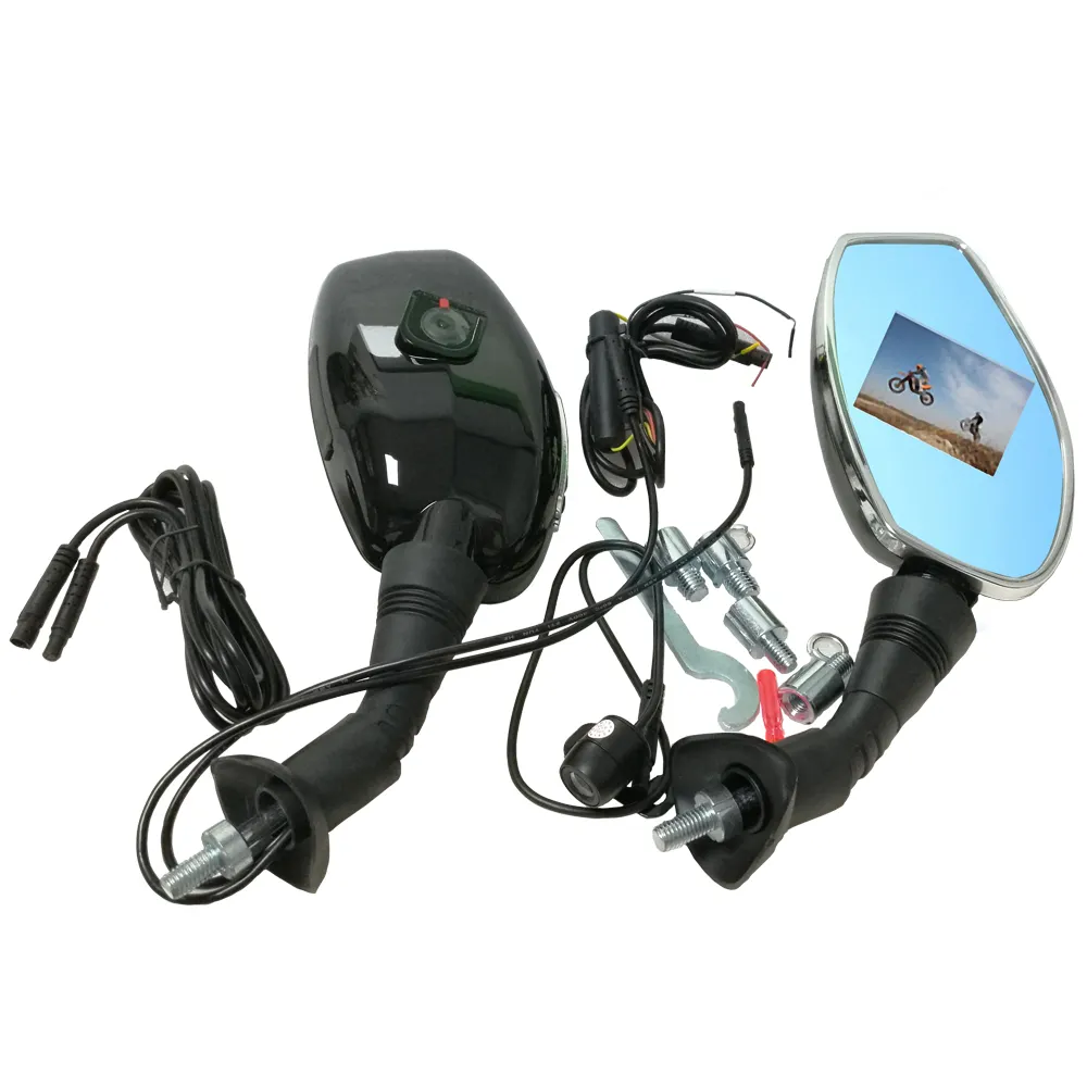 Kamera Dasbor Cermin Sepeda Motor TFT 2.4 Inci, Lensa Ganda, Dvr Sepeda Tersembunyi Mini