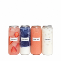 Bocaux à boisson en plastique PET transparent avec couvercles en aluminium, qualité alimentaire, sans BPA, anti-fuite, logo personnalisé, vente en gros