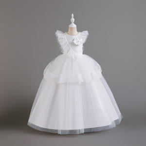 Robe de princesse de mariage blanche élégante et moelleuse pour filles, robe de fête de 12e anniversaire pour enfants - Product Image 5