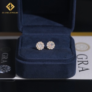 Hot Saling 8.8mm Moissanite <strong>Earring</strong> Rapper Fashion Diamond <strong>Earring</strong> <strong>Solid</strong> 18k Gold 925 <strong>Silver</strong> VVS1 Moissanite Iced Out <strong>Earrings</strong> - Product Image 4