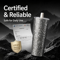 Gobelet isotherme personnalisé en usine de 660 ml, tasse à café sous vide épaissie, portable, en titane pur, avec paille, idéal pour les voyages et comme cadeau