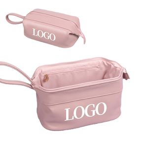 Pochette de toilette portable personnalisable, élégante et exclusive, en or uni, pour femme, boîte à maquillage, sac cosmétique - Product Image 1