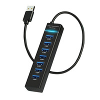 Hub USB 3.0 de 7 Puertos, Super Velocidad, Transferencia de Datos de 5 Gbps, con Cable de 0.3 m para Computadora Portátil, PC, Impresora, Escáner, Disco Duro Externo, en Existencia